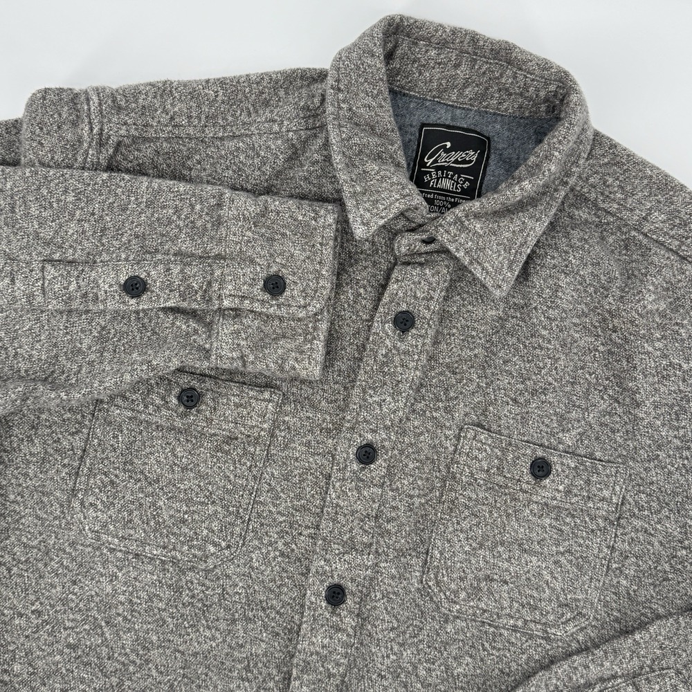 Grayers Heritage Flannel Shirt Men's‎ L Gray Button Up Cotton Outdoor Workwear